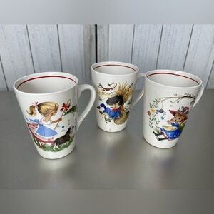 Vintage Weatherby Hanley England Royal Falcon Ware Nursery Rhyme Mug Set Of 3
